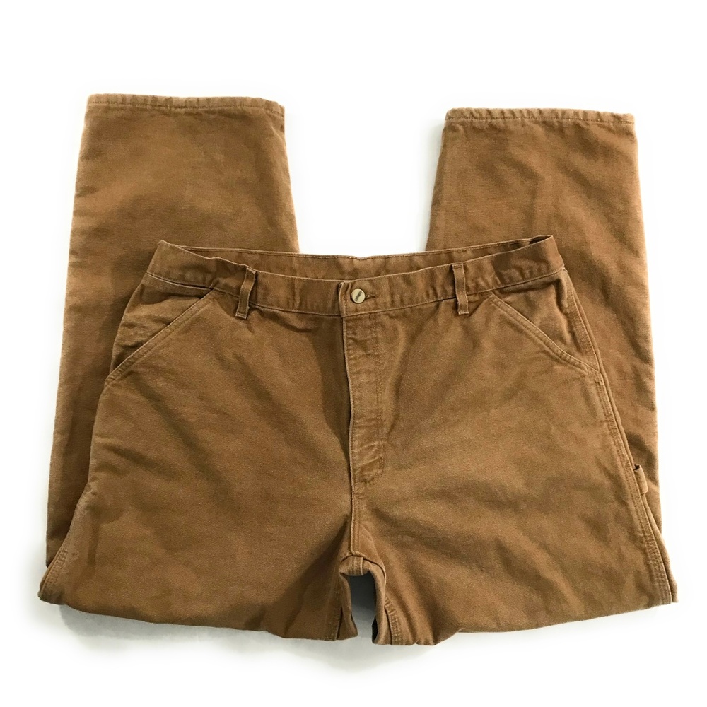 Carhartt Mens Brown Fleece Lined Carpenter Pants